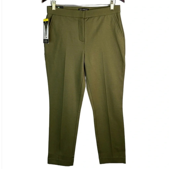 BANANA REPUBLIC NWT Dark Olive Green Mid Rise Straight Leg Pants Stretch Size 6 - Picture 2 of 12